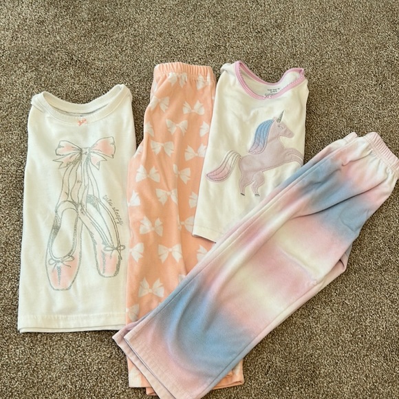 Girls’ Carter’s Long Sleeve and Pants Pajama Bundle, Size 5 - Picture 1 of 8